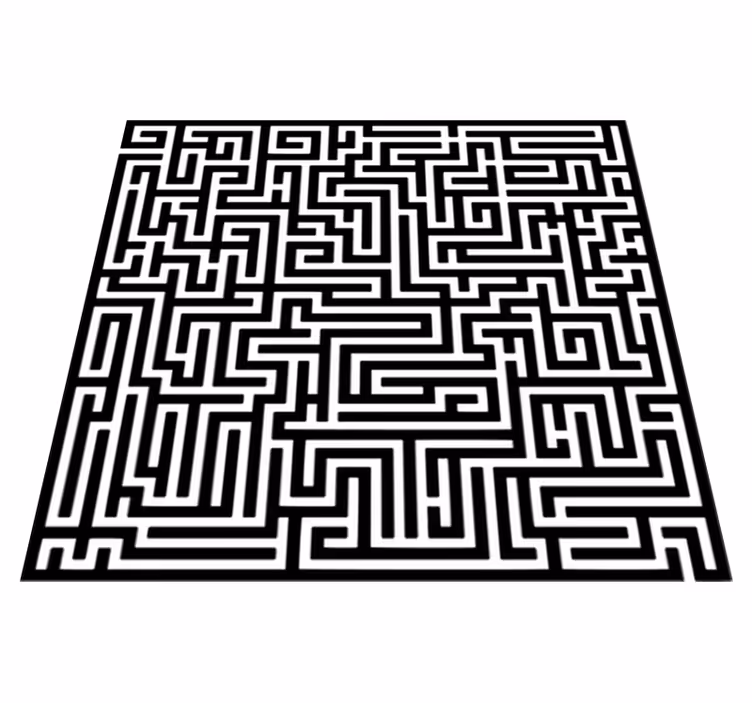 Alfombra vinílica comedor laberinto blanco y negro - TenVinilo