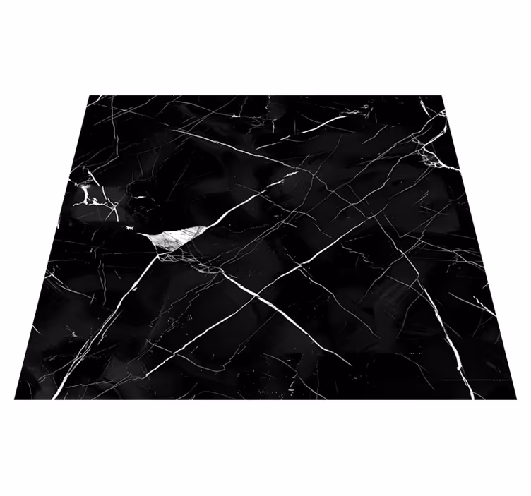 Alfombra vinílica comedor mármol negro para mesa - TenVinilo