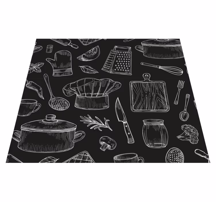Alfombra vinílica cocina cubertería elegante - TenVinilo