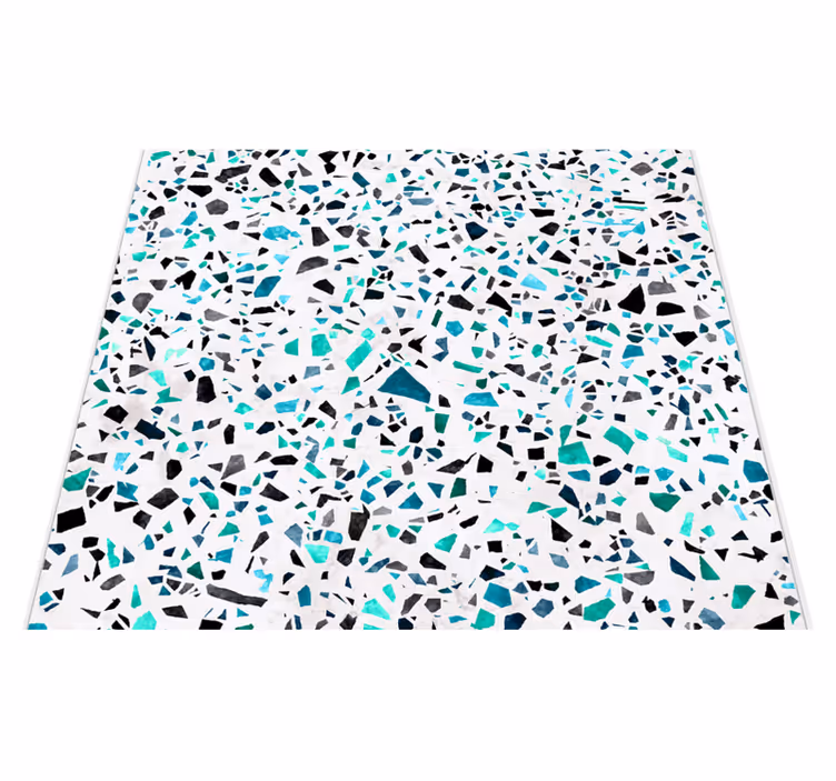 Alfombra vinílica cocina azulejos mármol azul - TenVinilo