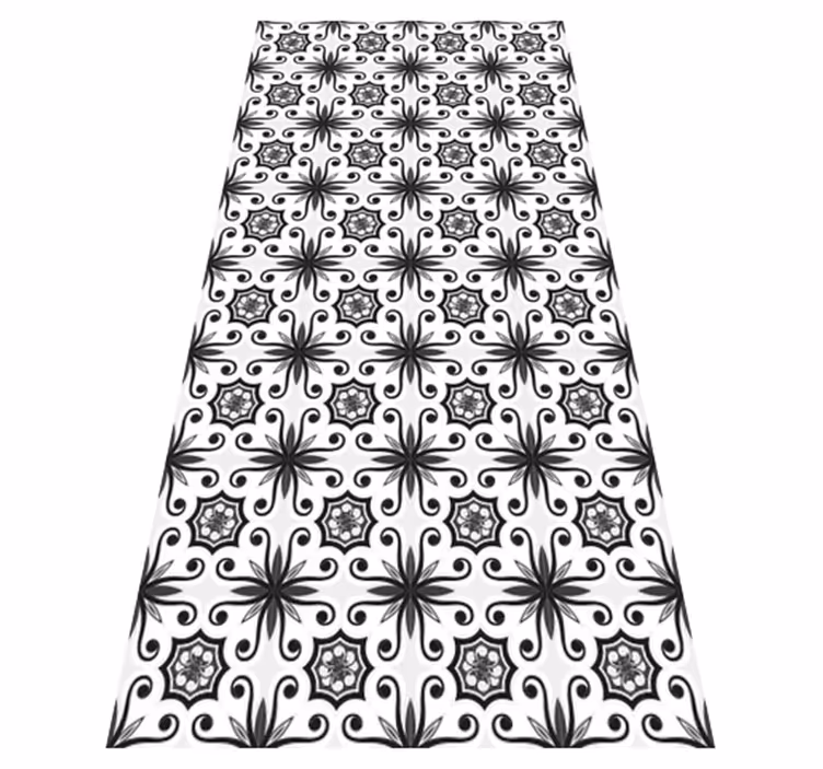 Alfombra vinílica cocina azulejos vintage negros - TenVinilo