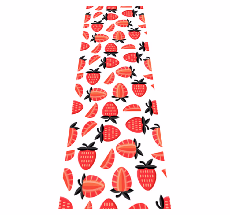 Alfombra vinílica cocina patrón de fresas realistas - TenVinilo
