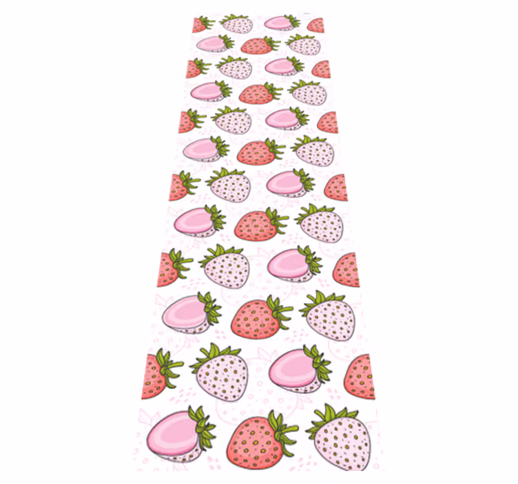 Alfombra vinílica cocina fresas rosas y rojas - TenVinilo