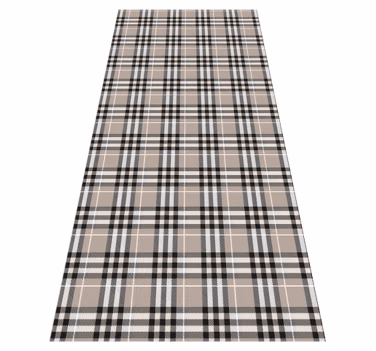 Alfombra vinílica cocina patrón tartán escocés gris - TenVinilo