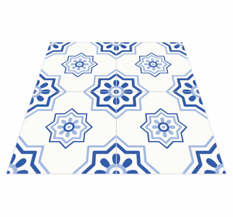 Alfombra vinílica baño adhesivo cerámico azul - TenVinilo