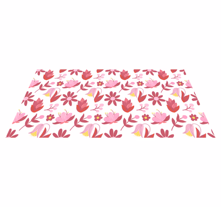 Alfombra vinílica flores arte popular polaco en rojo - TenVinilo