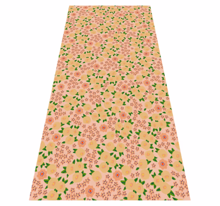 Alfombra vinílica flores diseño floral en tonos durazno - TenVinilo