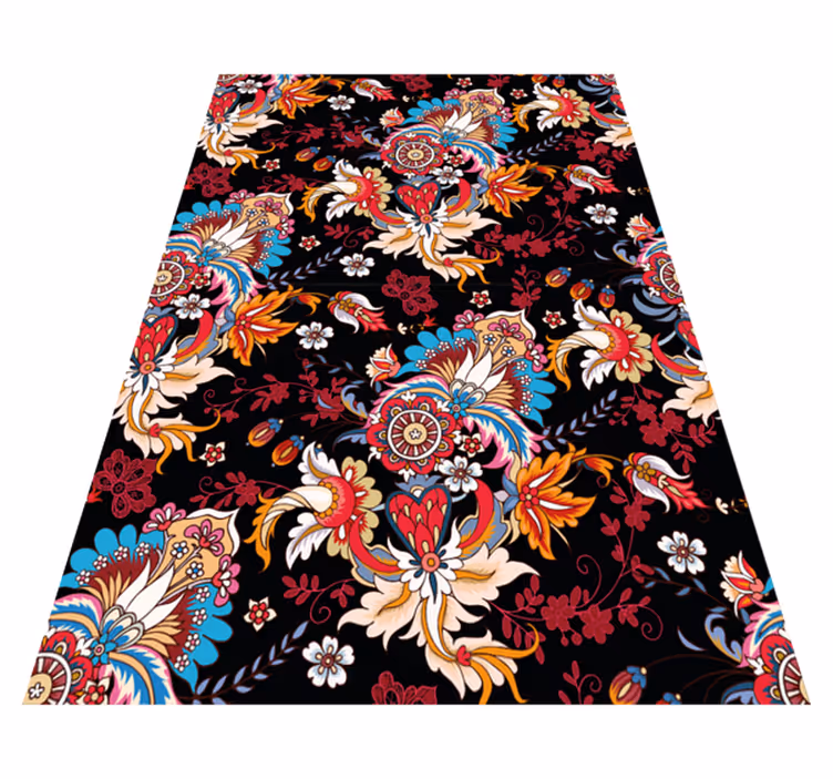Alfombra vinílica flores arte étnico moderno colorido - TenVinilo