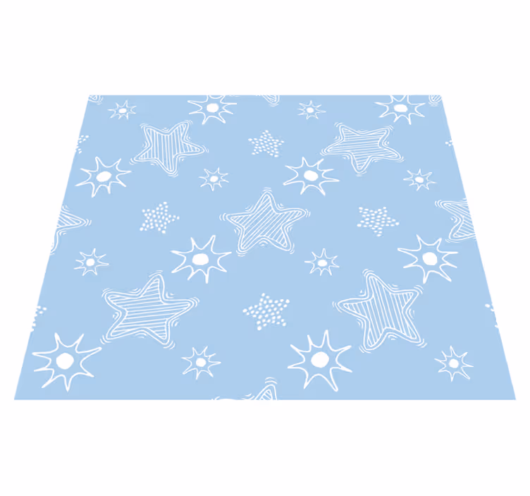 Alfombra vinílica estrellas en fondo azul con blancas - TenVinilo