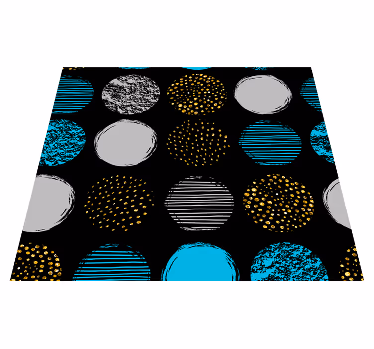 Alfombra vinílica geométrica con patrón de lunares en negro - TenVinilo