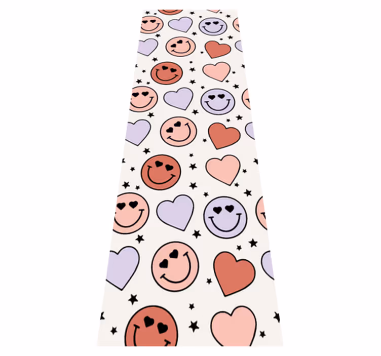 Alfombra vinílica dormitorio amor y caras sonrientes - TenVinilo