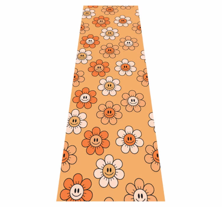 Alfombra vinílica dormitorio caras sonrientes naranjas - TenVinilo