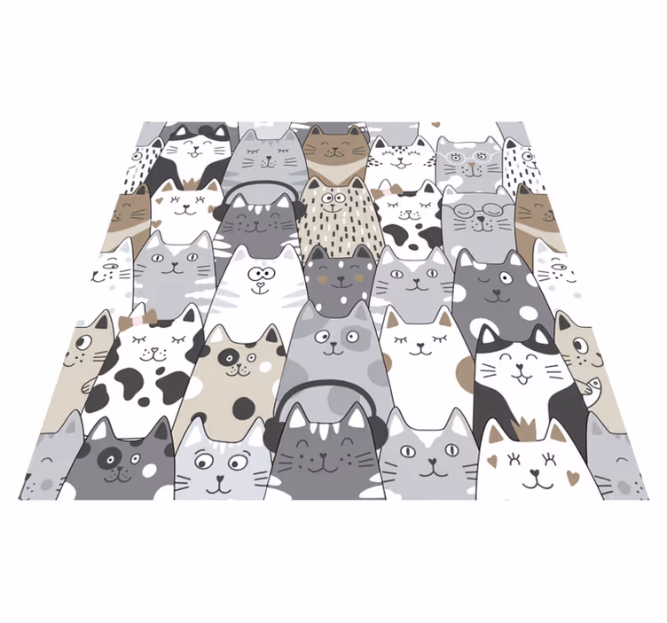 Alfombra vinílica dormitorio gatos de dibujos animados - TenVinilo