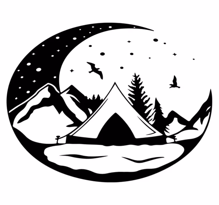 Alfombra vinílica naturaleza montaña y luna noche - TenVinilo