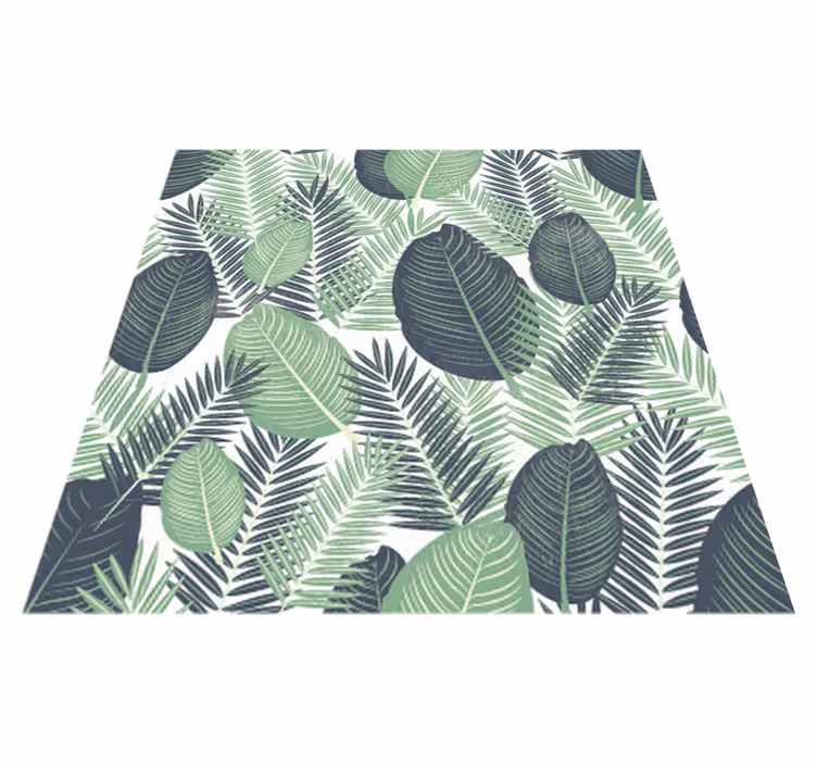 Alfombra vinílica flores hojas de jungla verdes - TenVinilo