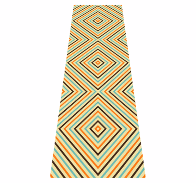 Alfombra vinílica dormitorio patrón naranja y azul vintage - TenVinilo