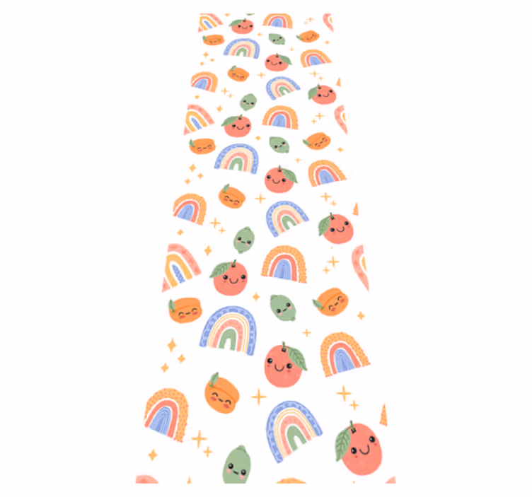 Alfombra vinílica dormitorio frutas con carita - TenVinilo