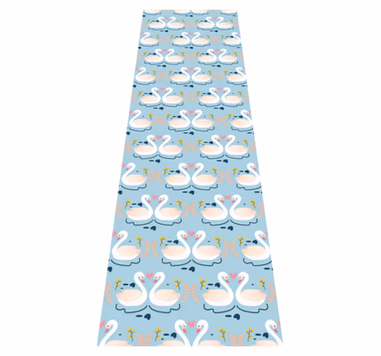 Alfombra vinílica dormitorio patrón de cisnes enamorados - TenVinilo