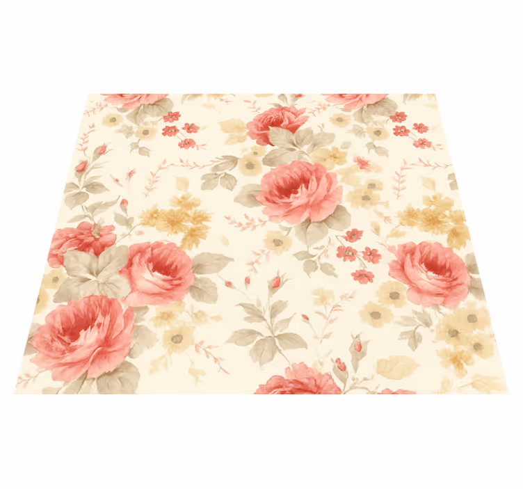 Alfombra vinílica dormitorio diseño floral romántico - TenVinilo