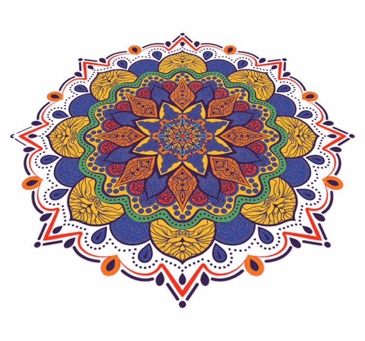 Alfombra vinílica geométrica mandala floral colorido - TenVinilo