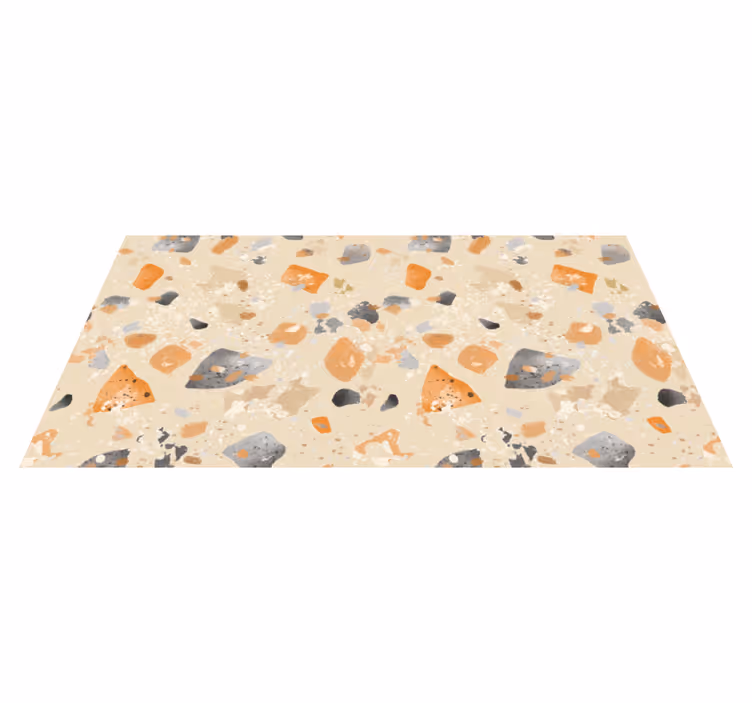 Alfombra vinílica geométrica patrón terrazzo monocromático - TenVinilo