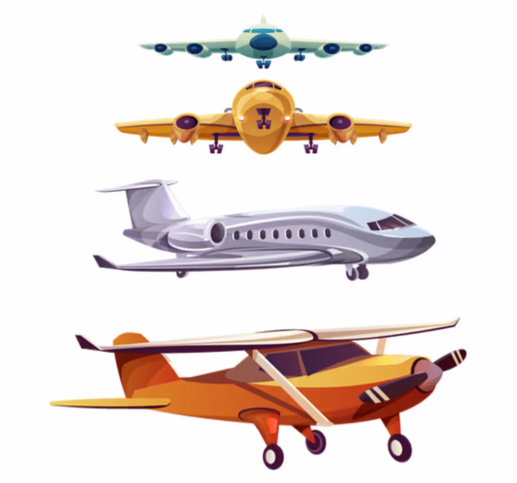 Alfombra vinílica infantil pack de aviones frontal - TenVinilo