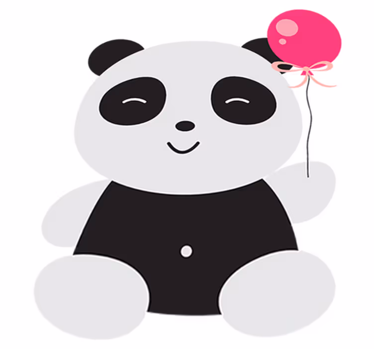 Alfombra vinílica infantil panda con globo rosa - TenVinilo