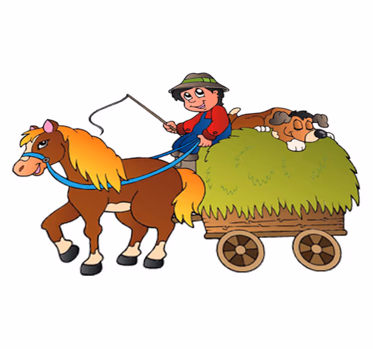 Alfombra vinílica infantil caballo de balancín con carro - TenVinilo