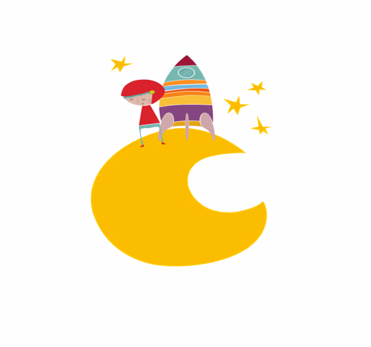 Alfombra vinílica infantil cohete en la luna - TenVinilo