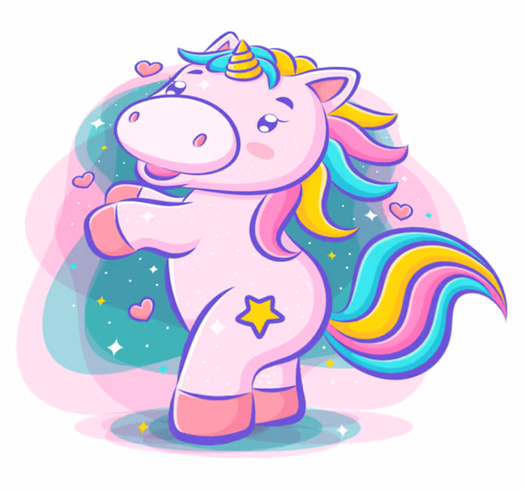 Alfombra vinílica infantil unicornio de dibujos colorido - TenVinilo