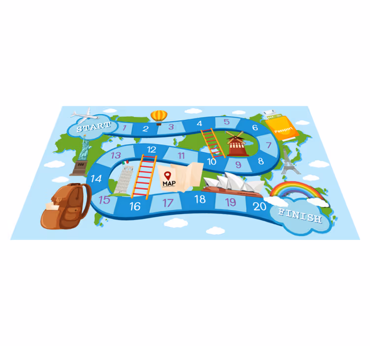 Alfombra vinílica juegos viaje alrededor del mundo - TenVinilo