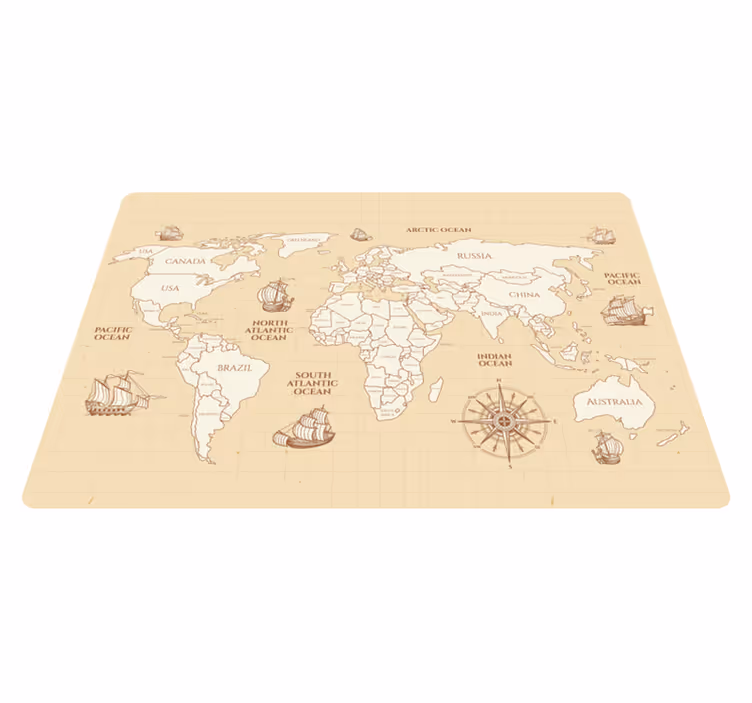 Alfombra vinílica mapamundi mapa antiguo con países - TenVinilo