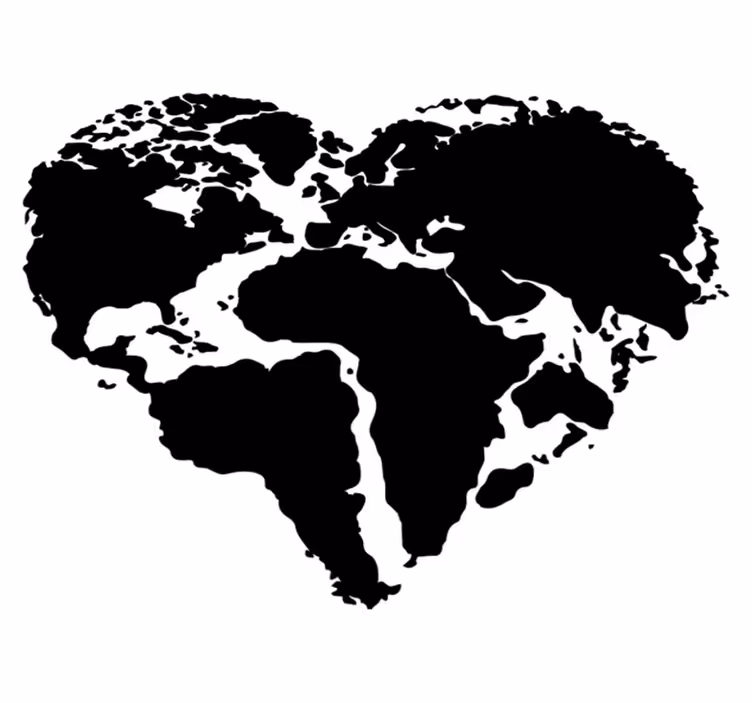 Alfombra vinílica mapamundi pegatina corazón mundo - TenVinilo