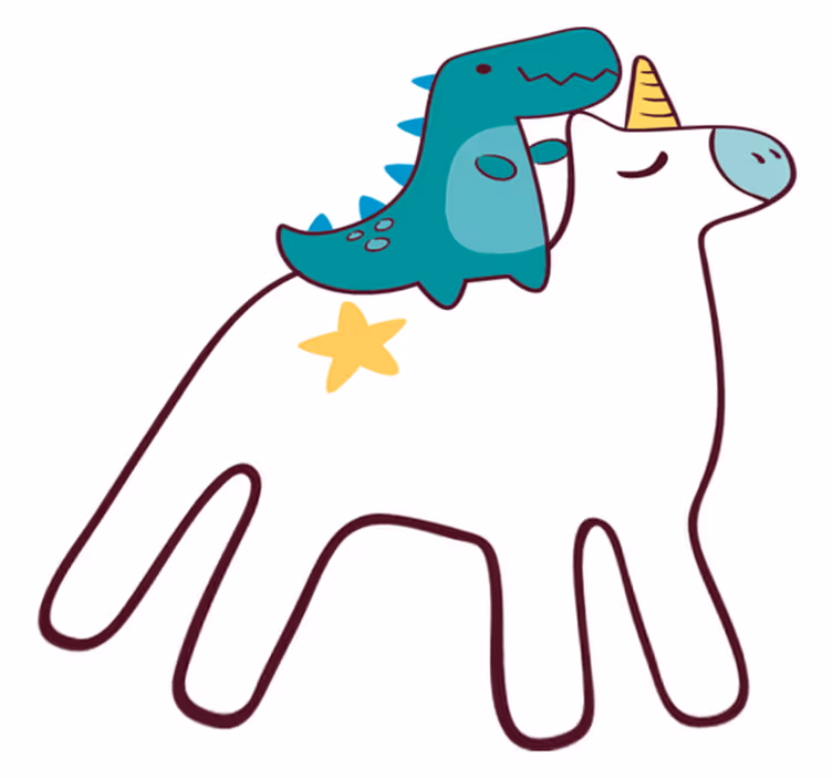 Alfombra vinílica infantil diseño de unicornio y dinosaurio - TenVinilo