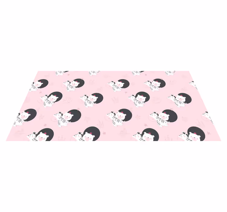 Alfombra vinílica infantil cebra y oso decorativo - TenVinilo