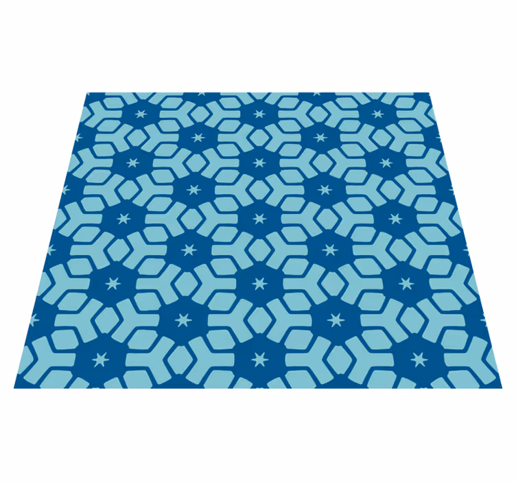 Alfombra vinílica baño papel pintado azulejos azules - TenVinilo