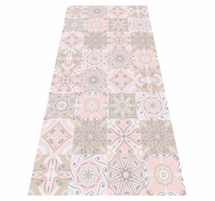 Alfombra vinílica baño azulejo rosa y gris - TenVinilo