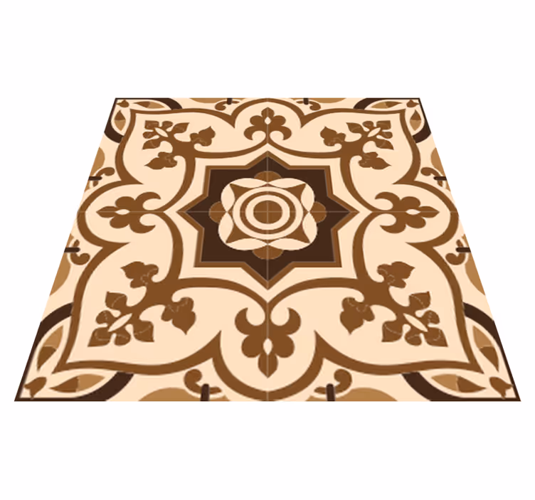 Alfombra vinílica baño patrón azulejos marrón estilo español - TenVinilo