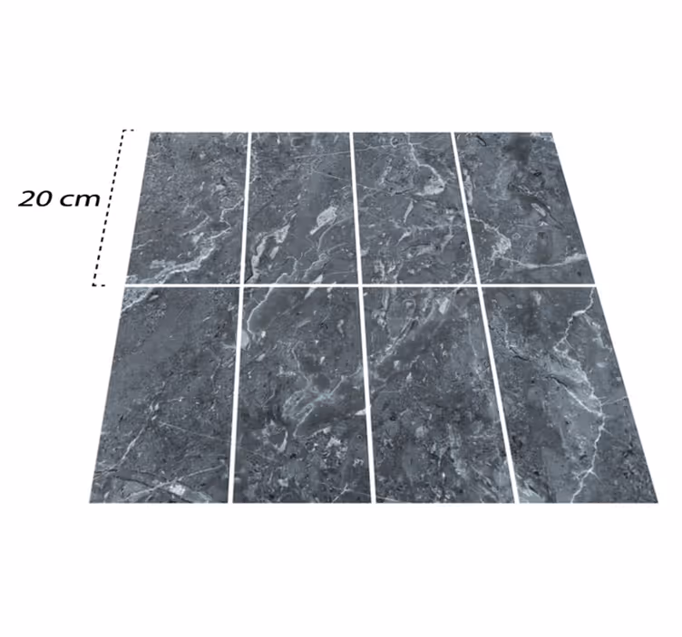 Alfombra vinílica baño azulejos de mármol gris - TenVinilo