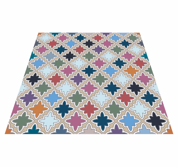Alfombra vinílica baño patrón de azulejos vintage coloridos - TenVinilo
