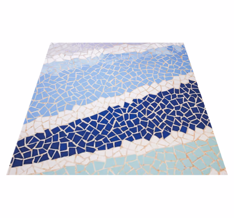 Alfombra vinílica baño azulejos irregulares pequeños azules - TenVinilo