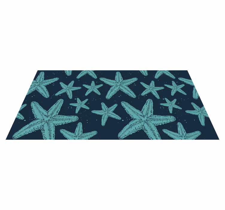 Alfombra vinílica baño estrella de mar tonos azules - TenVinilo