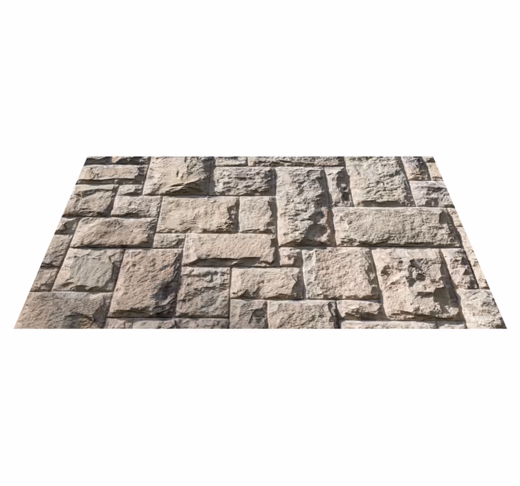 Alfombra vinílica baño pared de piedra rústica gris - TenVinilo