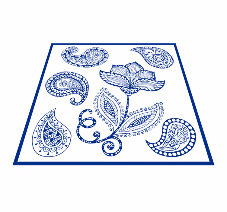 Alfombra vinílica cocina paisley y flores - TenVinilo
