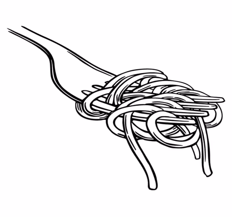 Alfombra vinílica cocina estilo grabado de tenedor spaghetti - TenVinilo