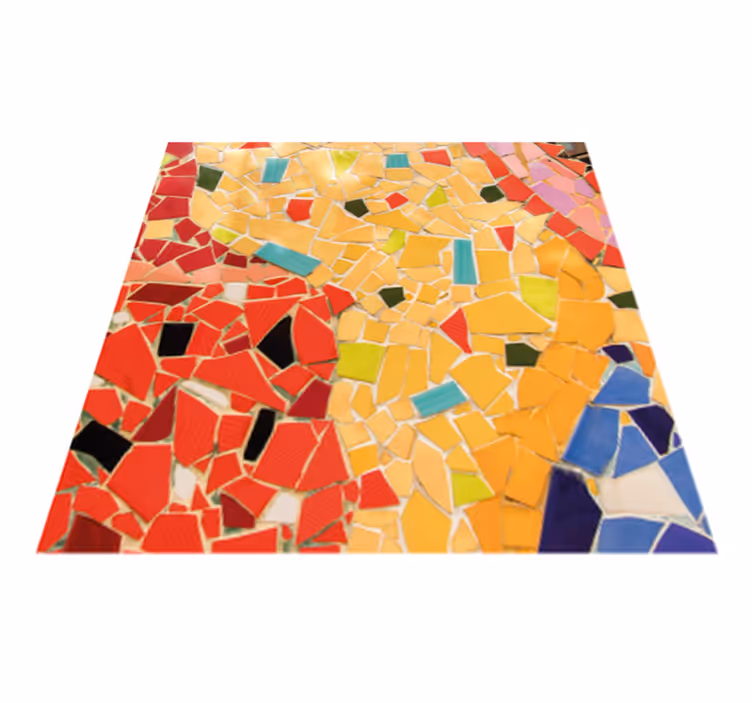 Alfombra vinílica cocina mosaico cerámico colorido - TenVinilo