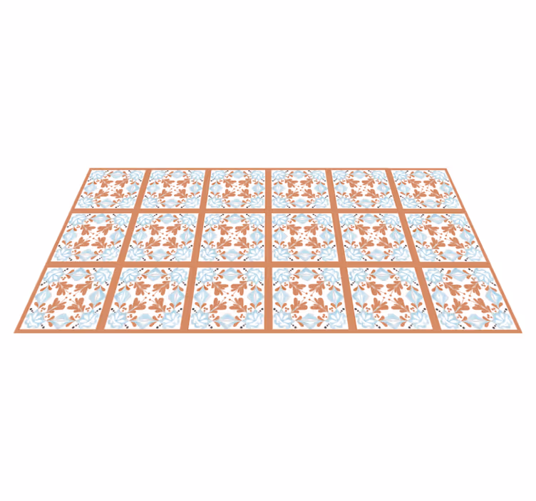 Alfombra vinílica cocina azulejos florales mediterráneos - TenVinilo