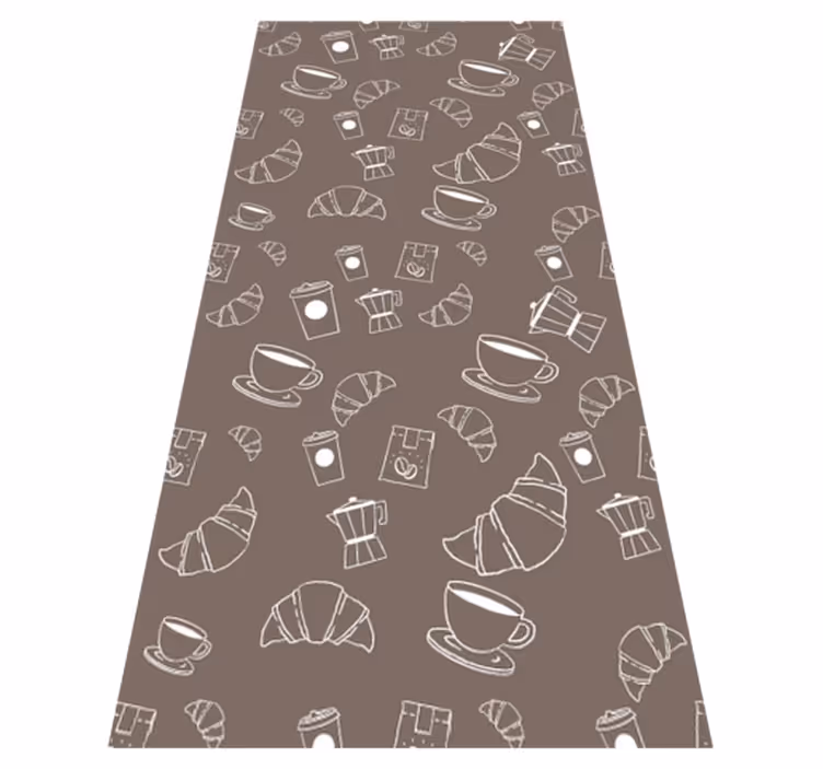 Alfombra vinílica cocina croissant café patrón - TenVinilo