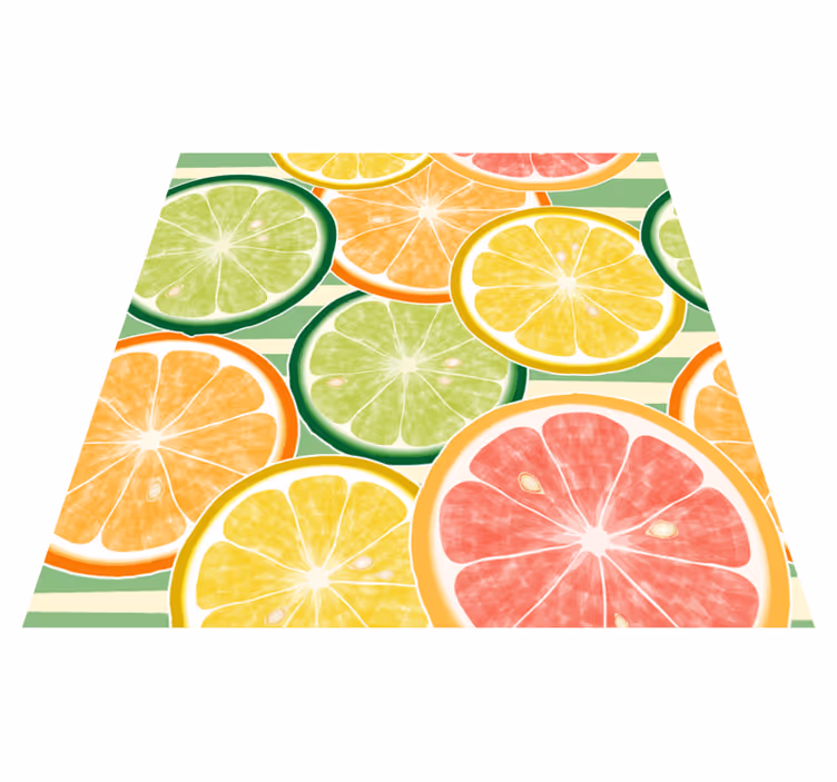 Alfombra vinílica cocina pegatinas de azulejos cítricos - TenVinilo