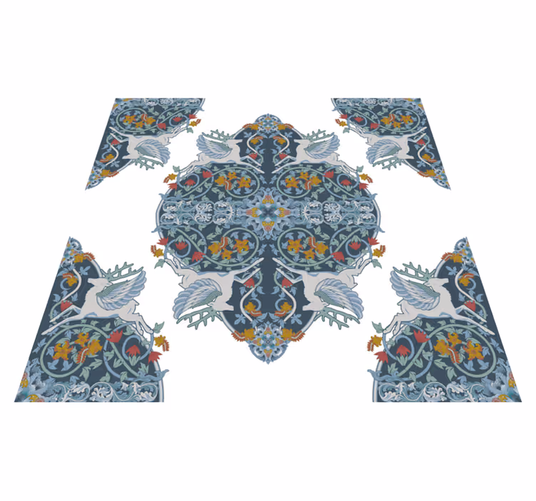 Alfombra vinílica cocina azulejo floral vintage - TenVinilo